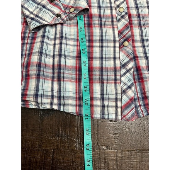 Ariat Shirt Womens 2X Red Blue Plaid Western Pearl Snap Long Sleeve Cowboy - Picture 3 of 9
